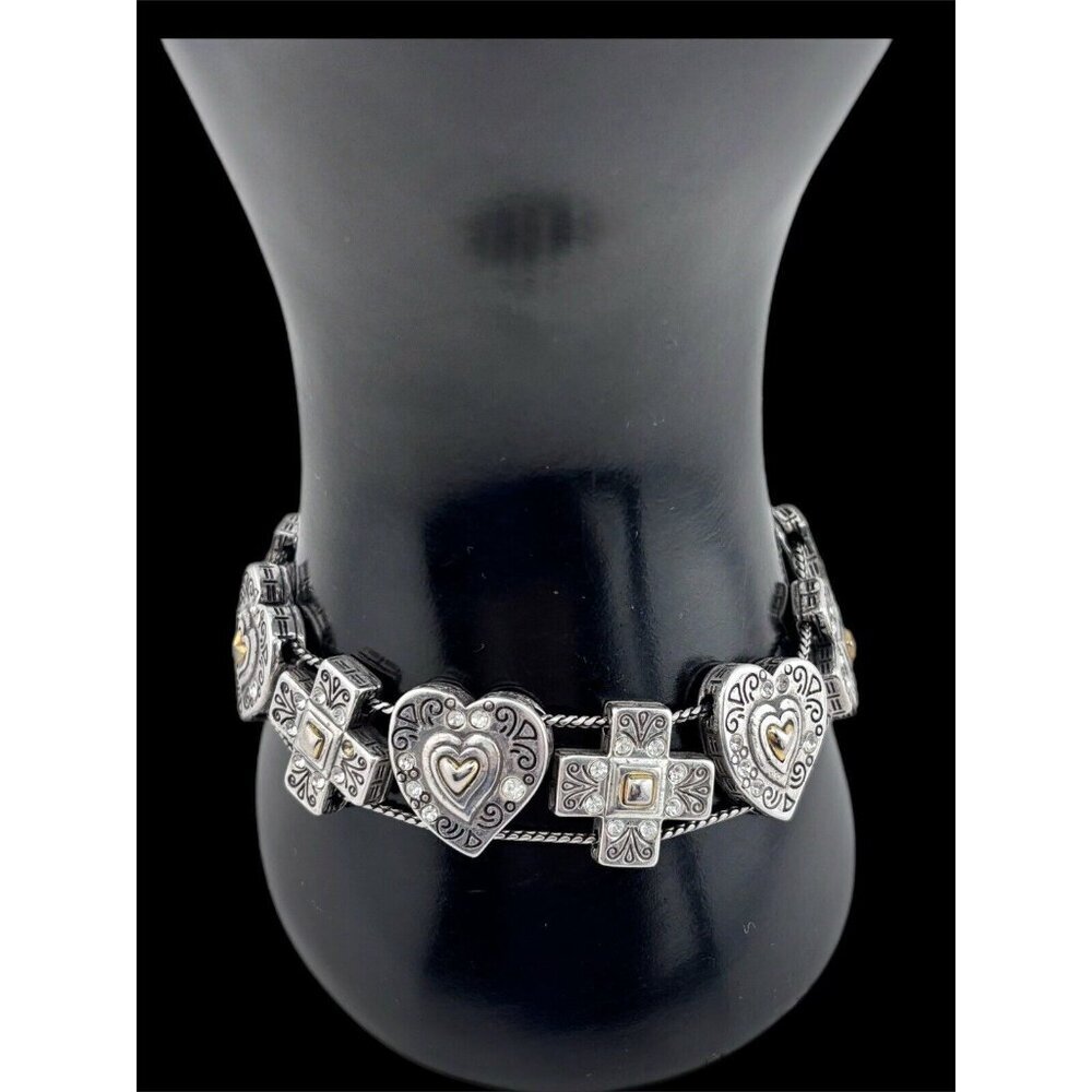 Brighton Silver and Gold Heart & Cross Bracelet - Picture 4 of 8